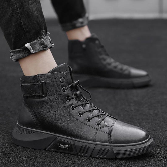 Dave™ - Robuste Herren Lederstiefel aus schwarzem Leder