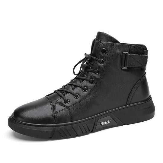 Dave™ - Robuste Herren Lederstiefel aus schwarzem Leder