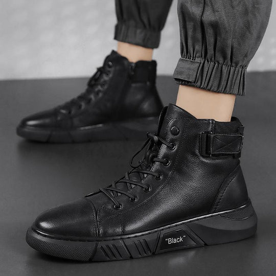 Dave™ - Robuste Herren Lederstiefel aus schwarzem Leder