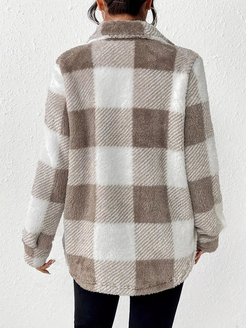 SANDRA™ - Plaid-Muster Knopf-Front Jacke